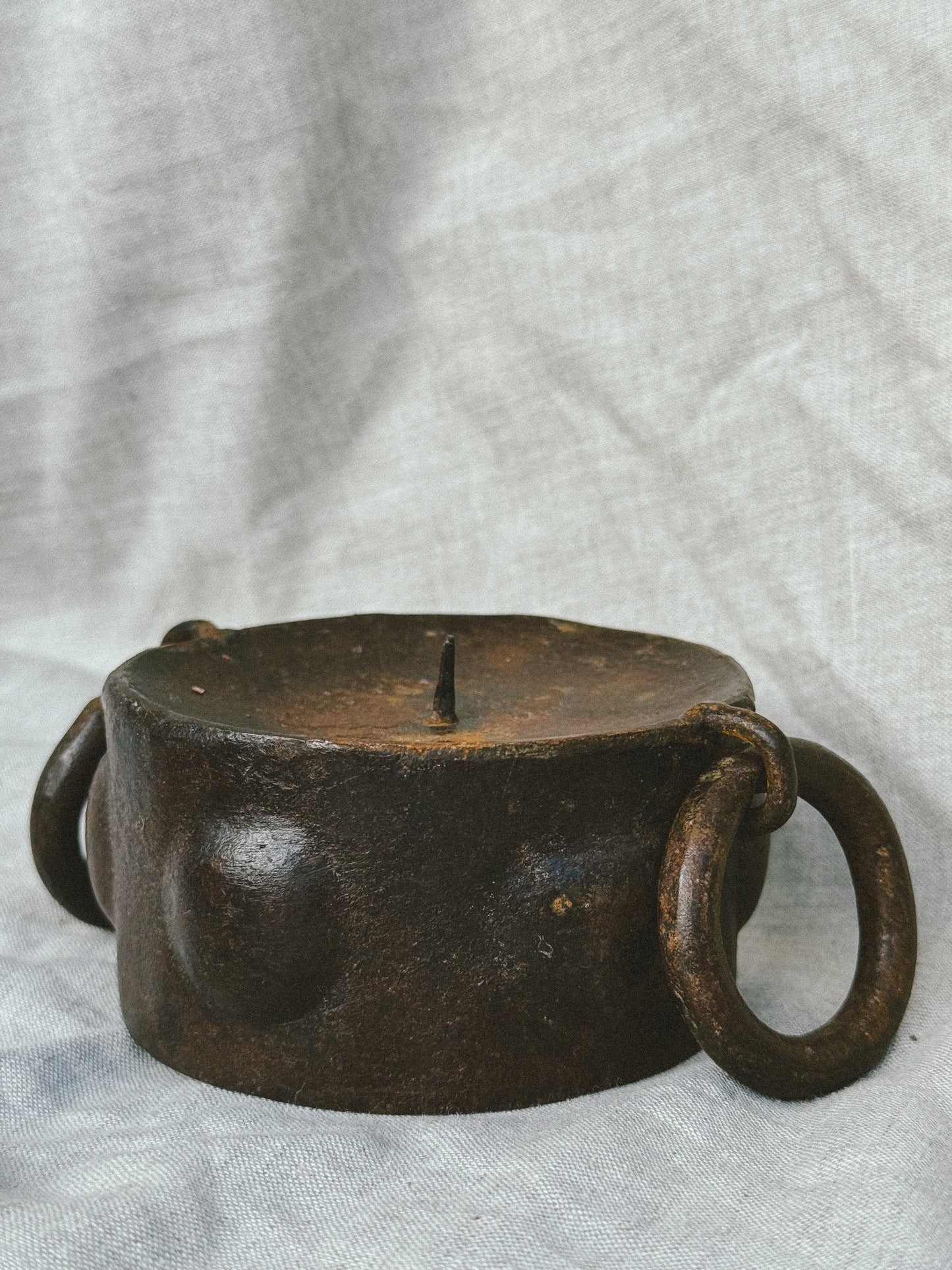 Brutalist cast iron candlestick, 1950