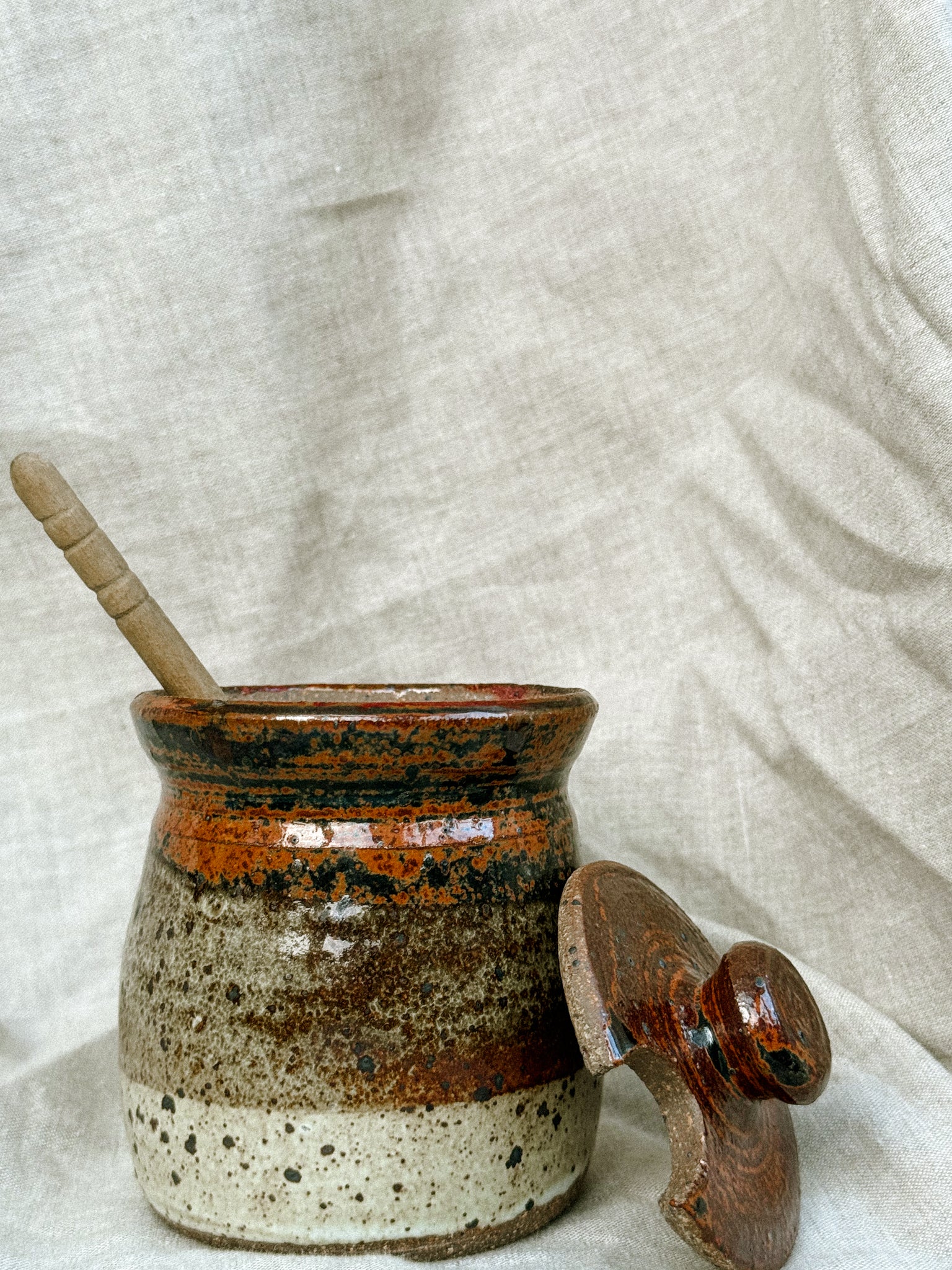 Stoneware Honey Jar, 1970