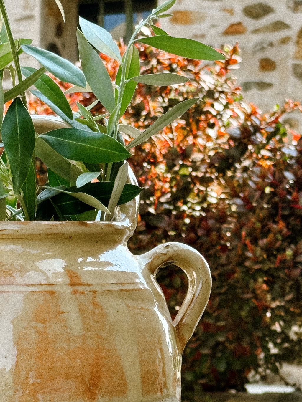 HN018 | Rustic glazed clay jug with two handles
