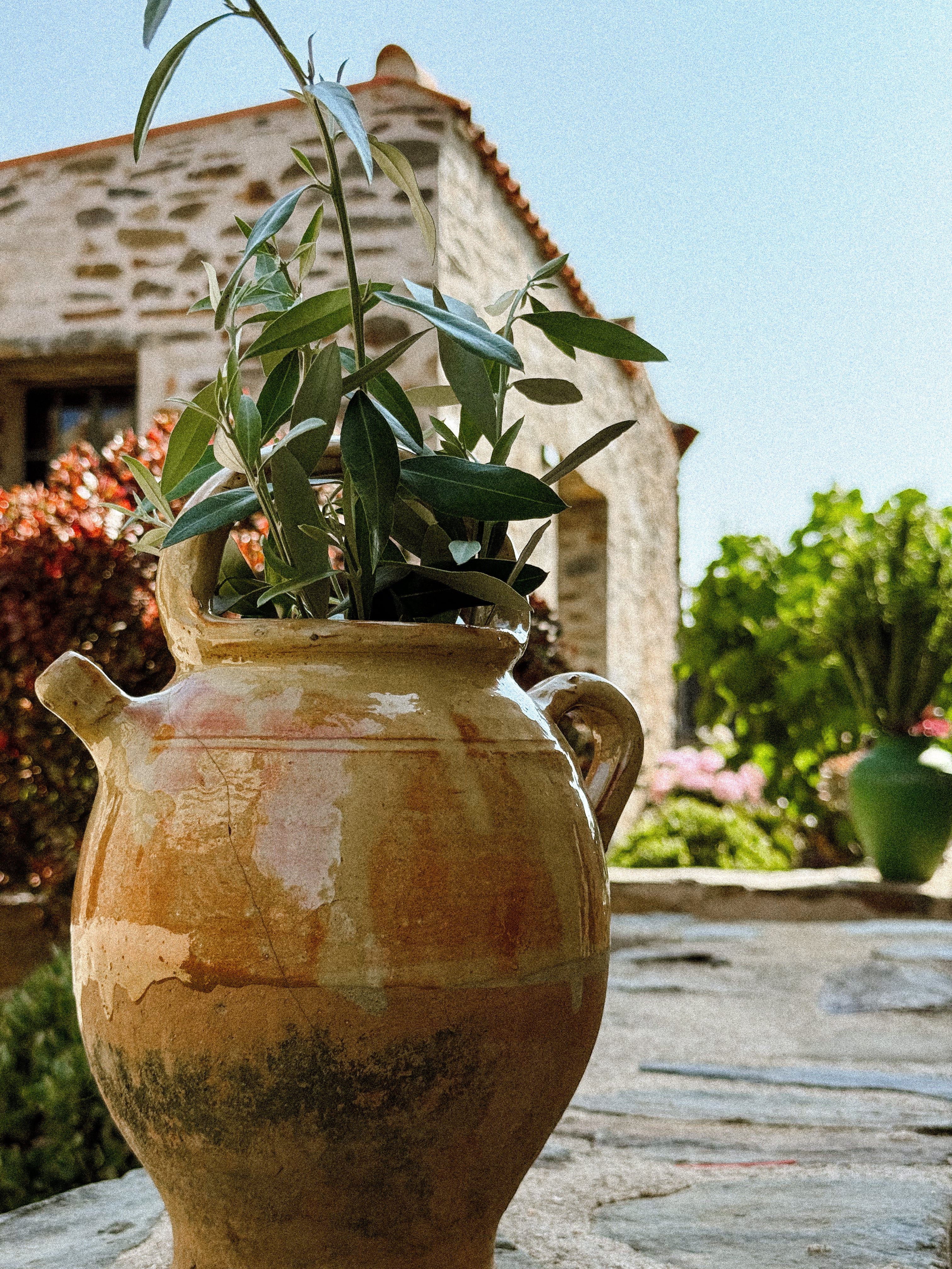 HN018 | Rustic glazed clay jug with two handles