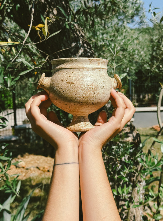HN017 | Taça de pé com asas, em grés esmaltado