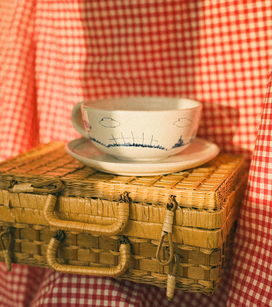 Cesto de Piquenique Vintage em Rattan
