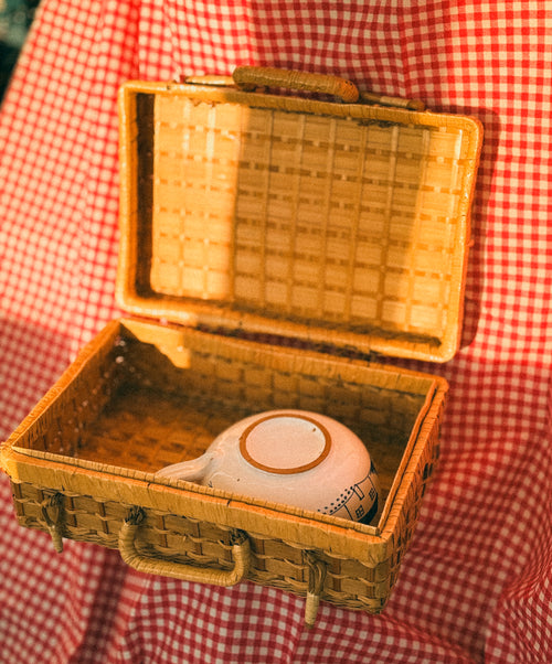 Cesto de Piquenique Vintage em Rattan