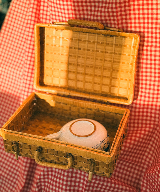Cesto de Piquenique Vintage em Rattan