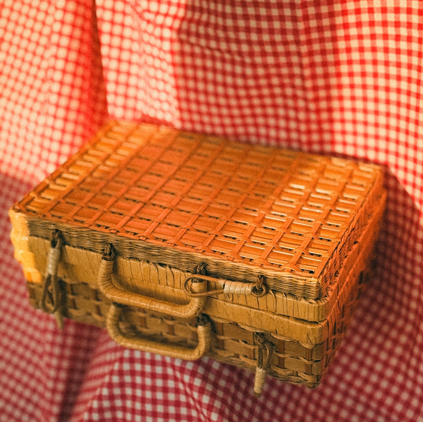 Cesto de Piquenique Vintage em Rattan