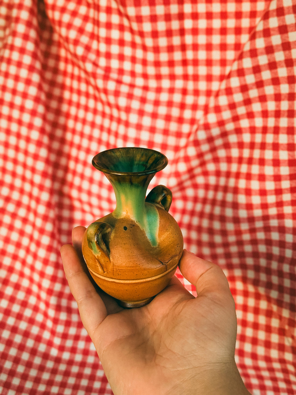 Decorative glazed ceramic jug, 1960s–80s