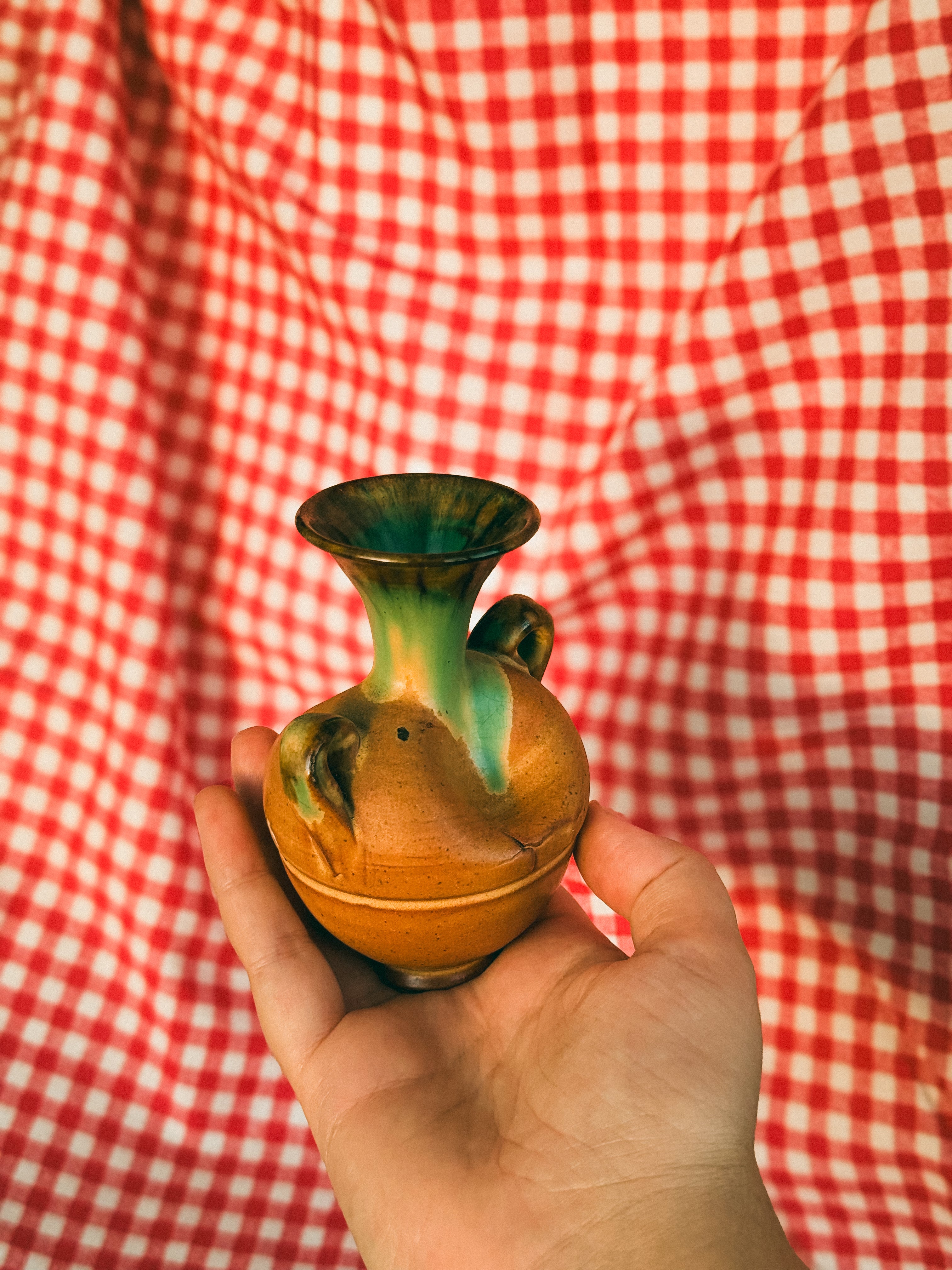 Decorative glazed ceramic jug, 1960s–80s