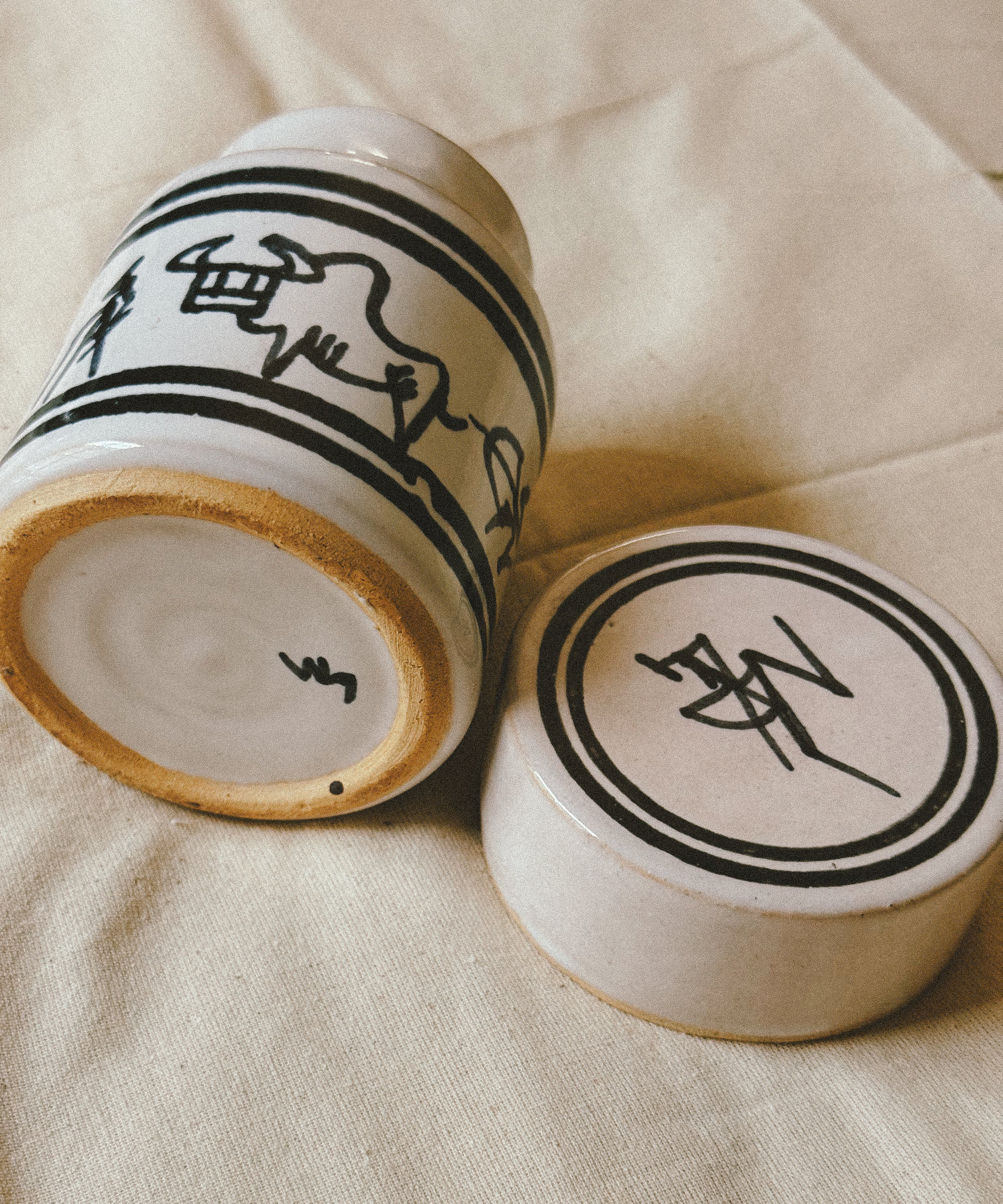 Hand Painted Ceramic Storage Jar with Folk Decoration