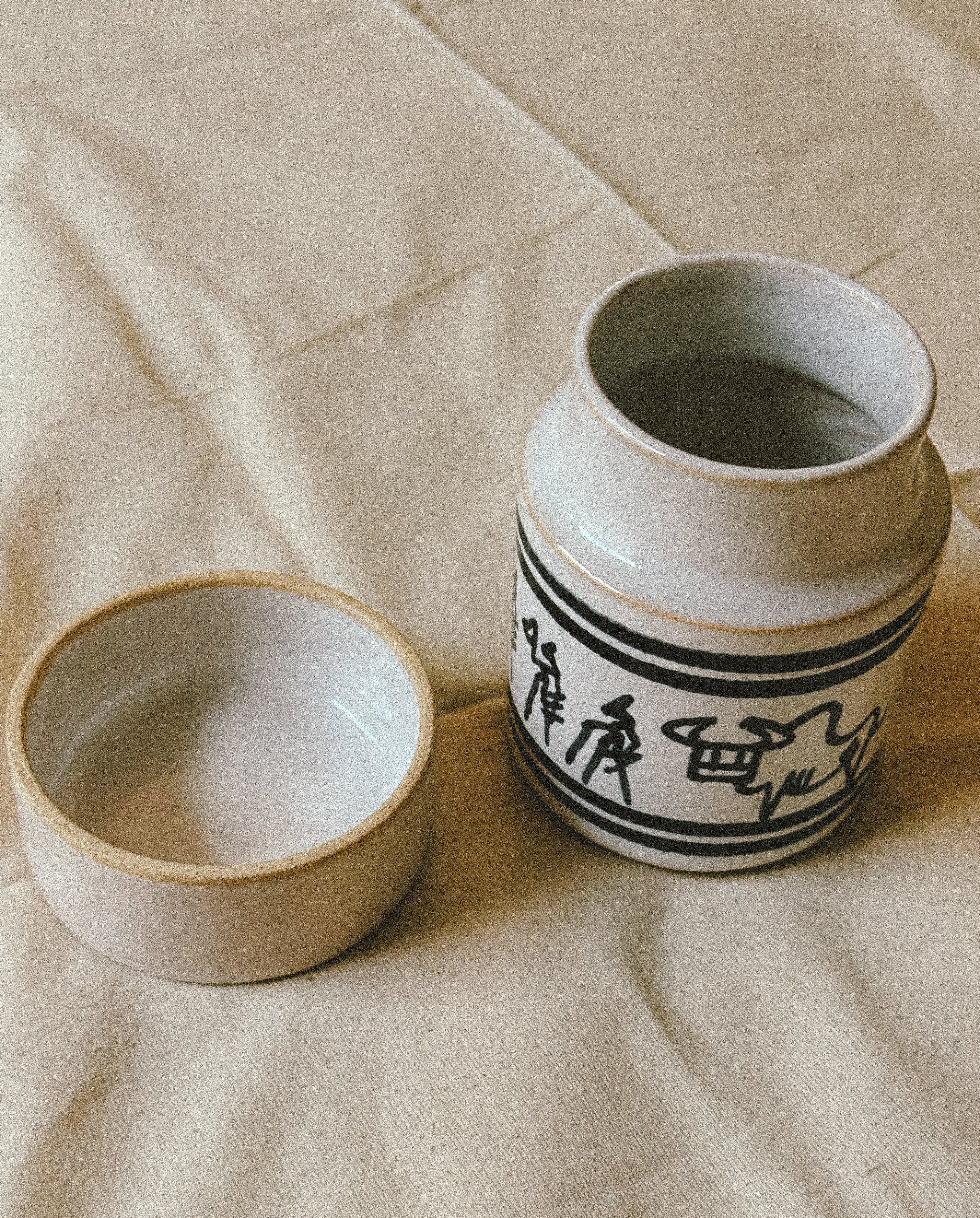 Hand Painted Ceramic Storage Jar with Folk Decoration