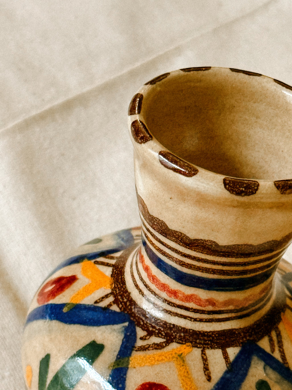 Hand Painted Ceramic Bud Vase with Floral Decoration