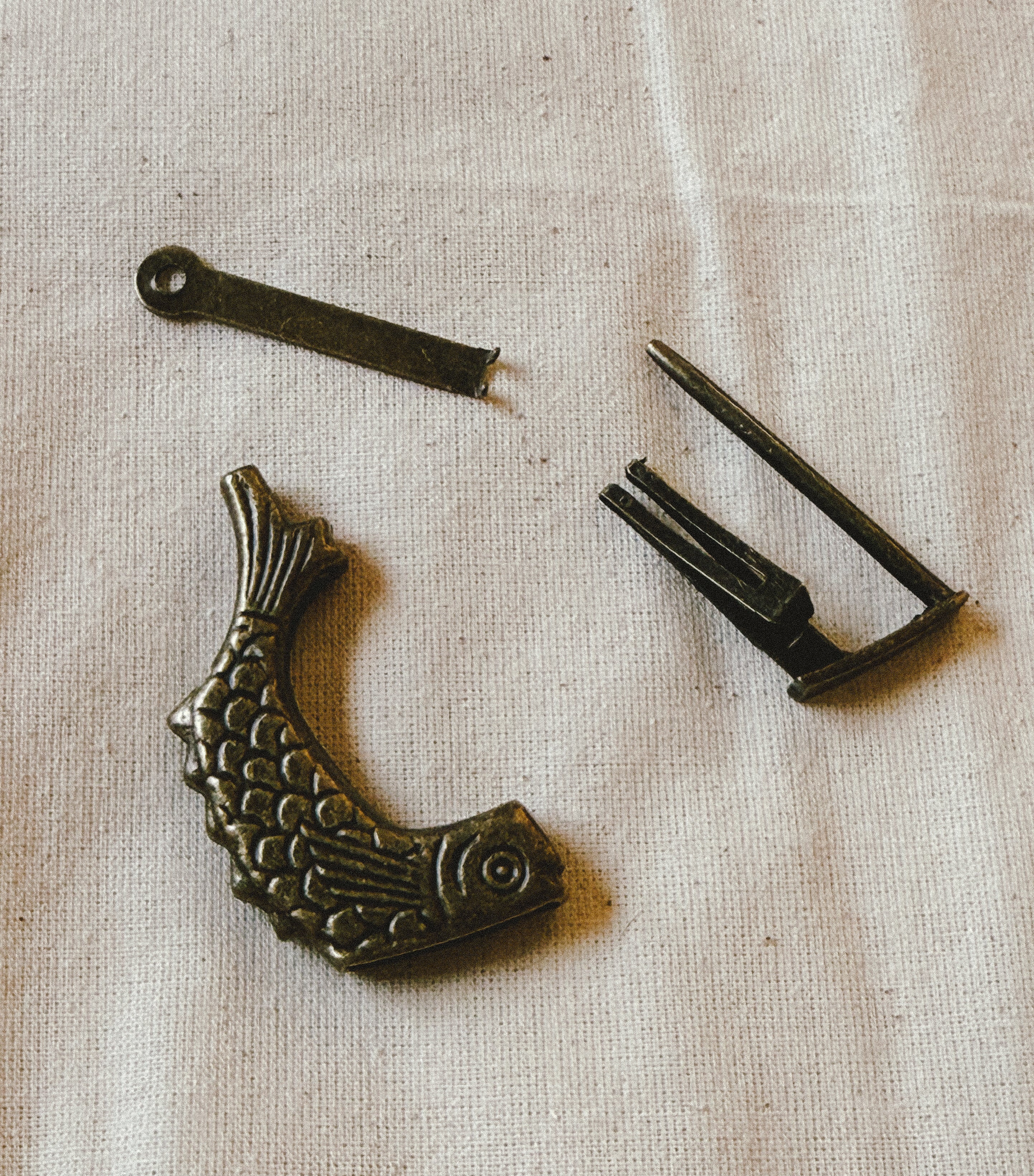 Cadeado Vintage em Latão em Forma de Peixe
