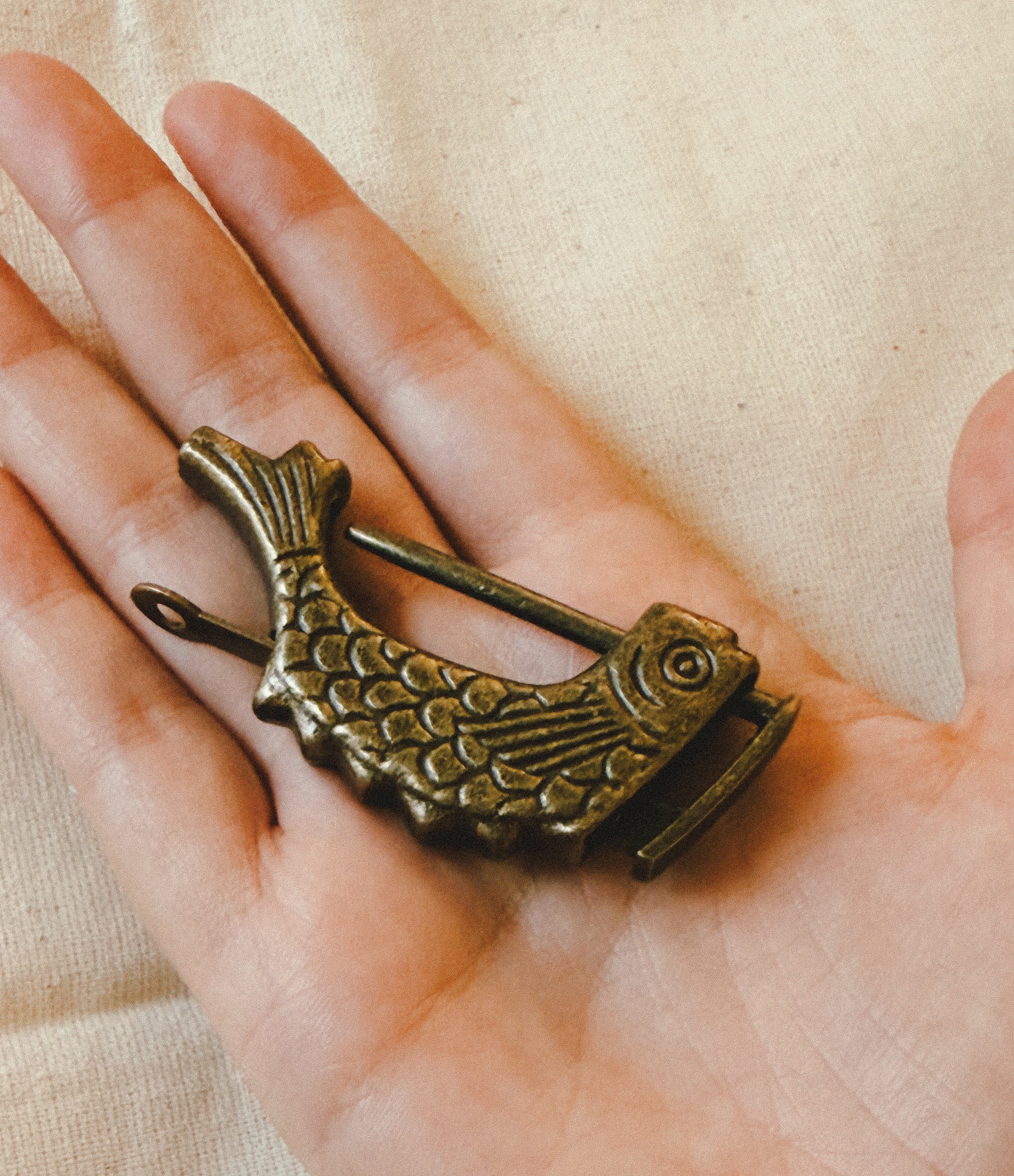 Cadeado Vintage em Latão em Forma de Peixe