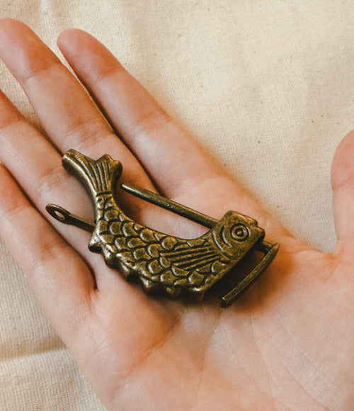 Cadeado Vintage em Latão em Forma de Peixe
