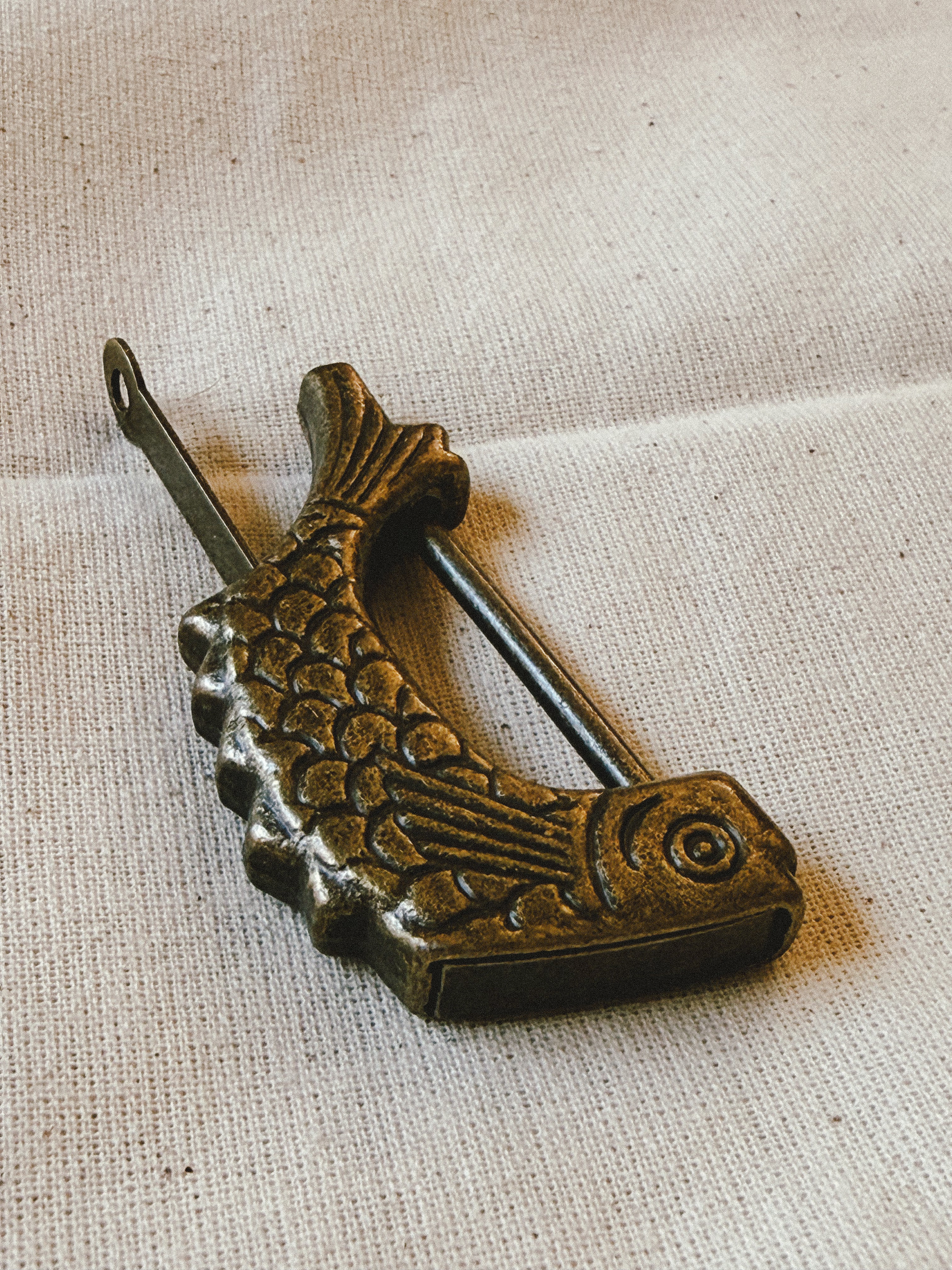 Cadeado Vintage em Latão em Forma de Peixe